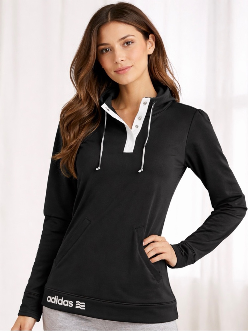 Adidas Golf women’s size XS Black Pullover Hoodie Athletic Top(A504)